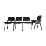 Set 5 chairs stackable Mauser in aluminium and leather, vintage 1960