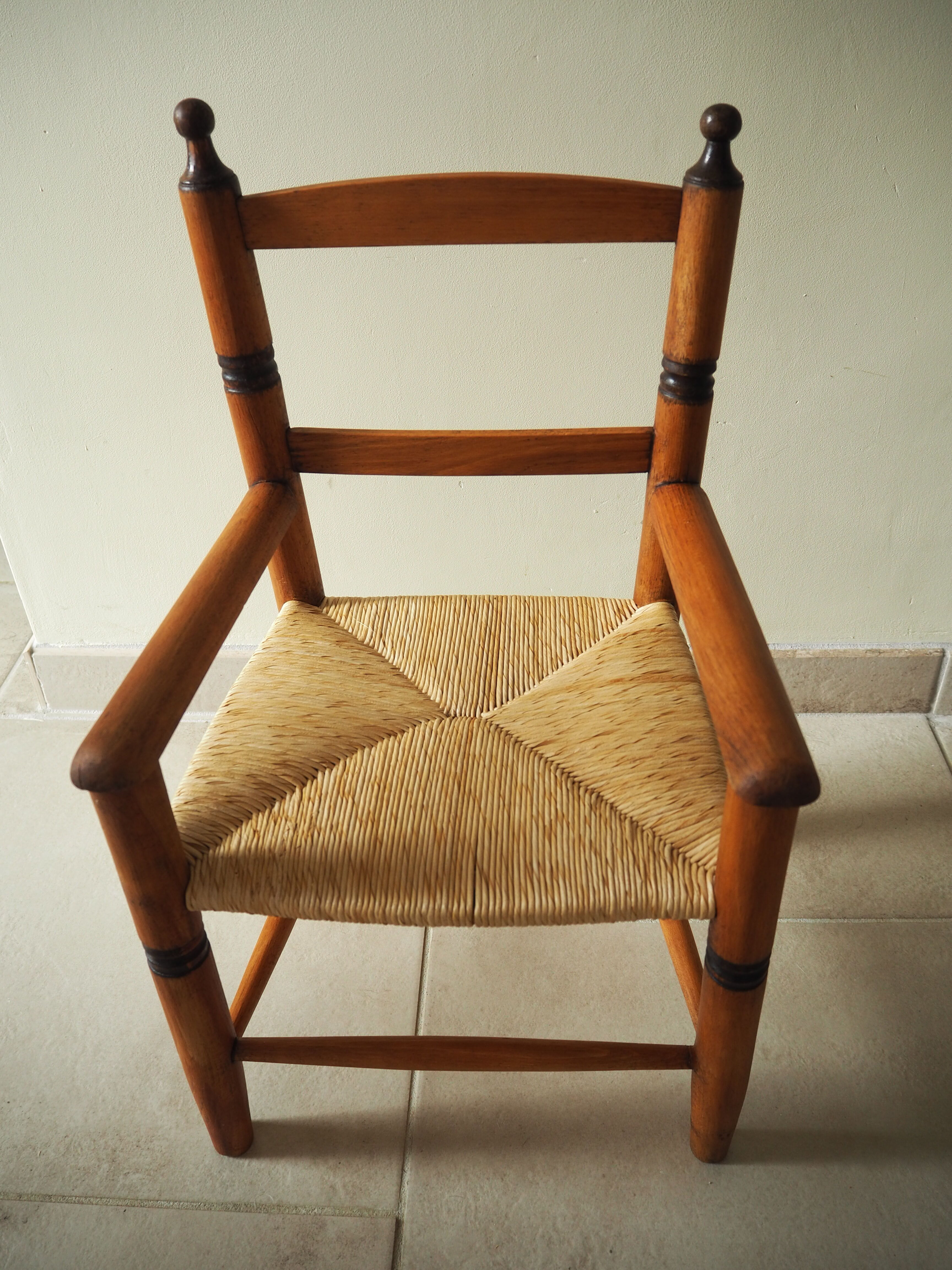Old straw chair for children