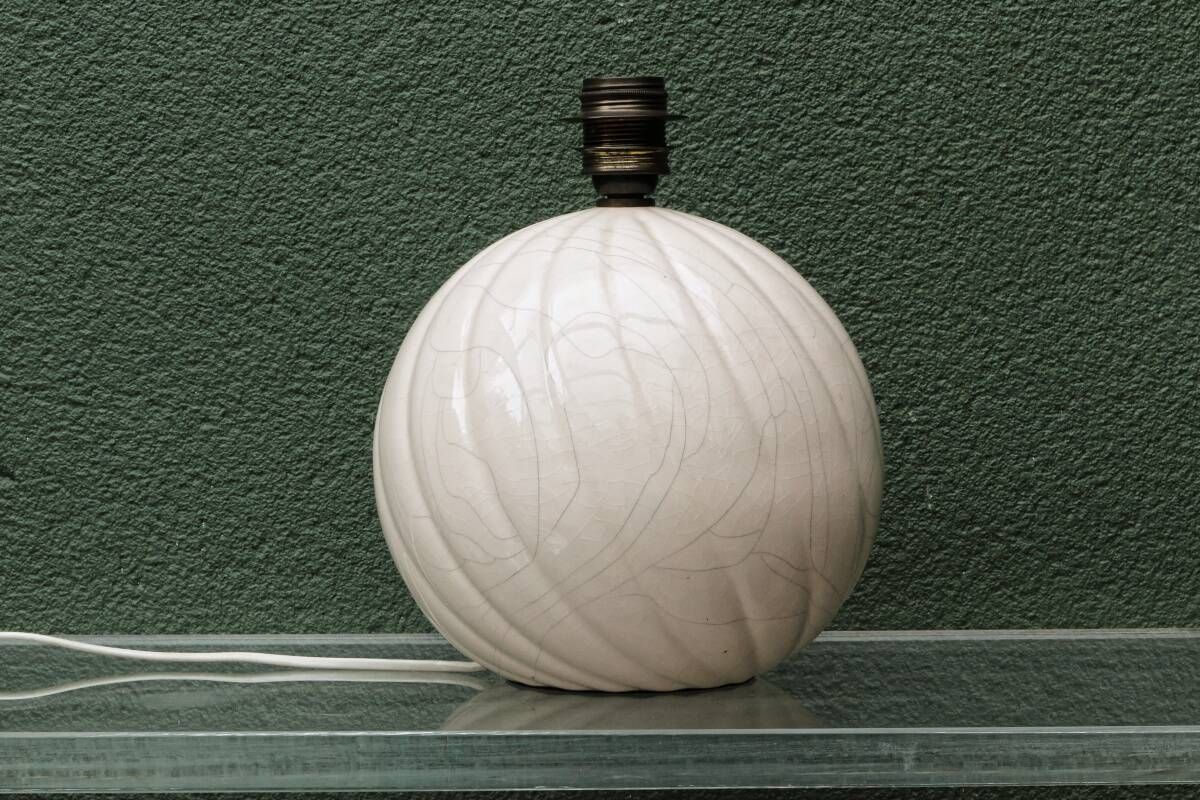 Twisted ball lamp in cracked ceramic, 1980s