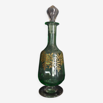 Carafe green enamelled glass bottle early twentieth century