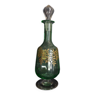 Carafe green enamelled glass bottle early twentieth century