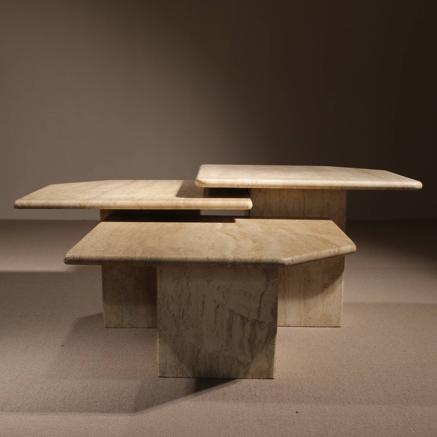 Nesting Table Set in Travertine | Italy 1970s