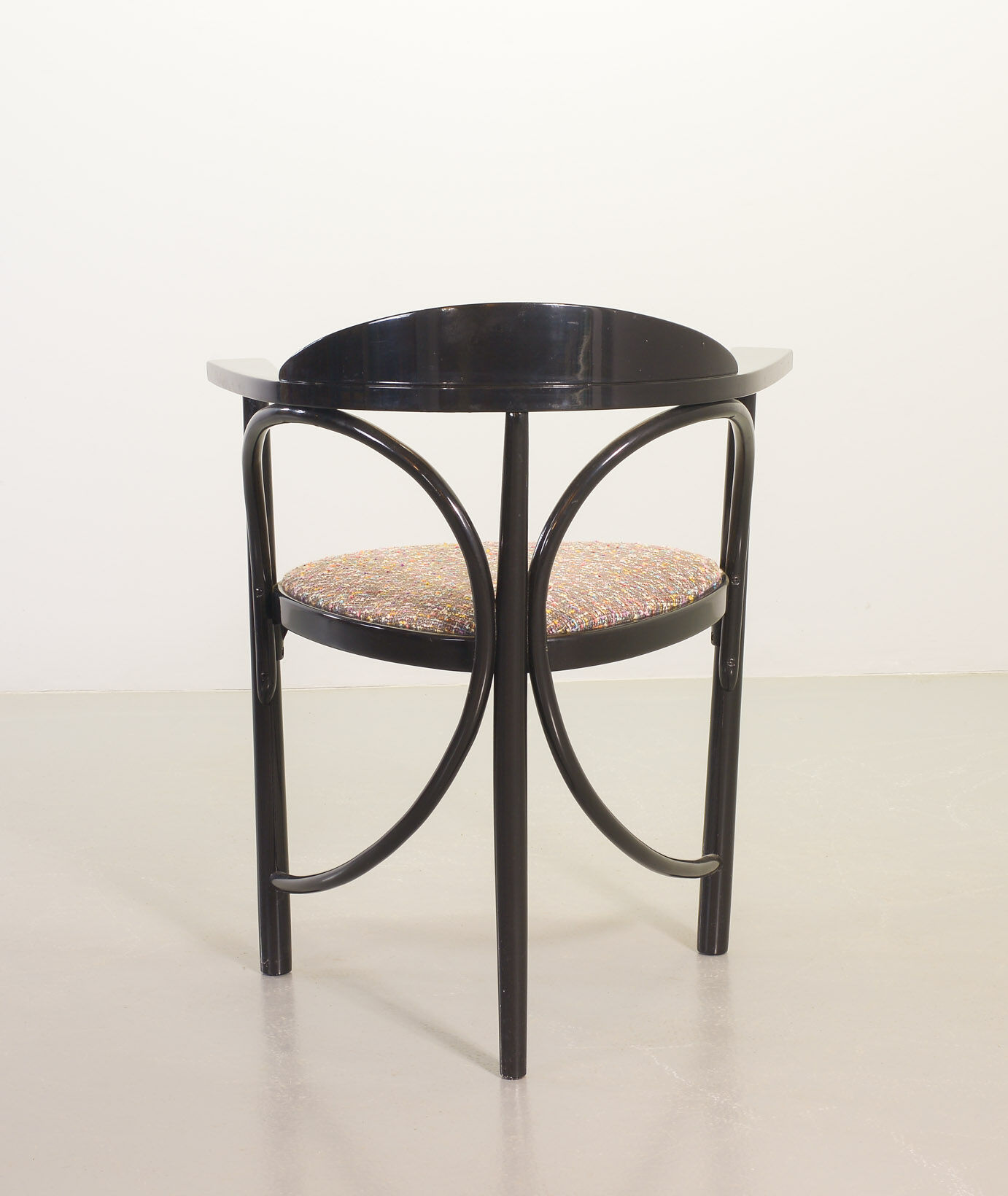 4 Wooden Black Lacquered Thonet Triangle Dining Chairs Model 87, 1980s