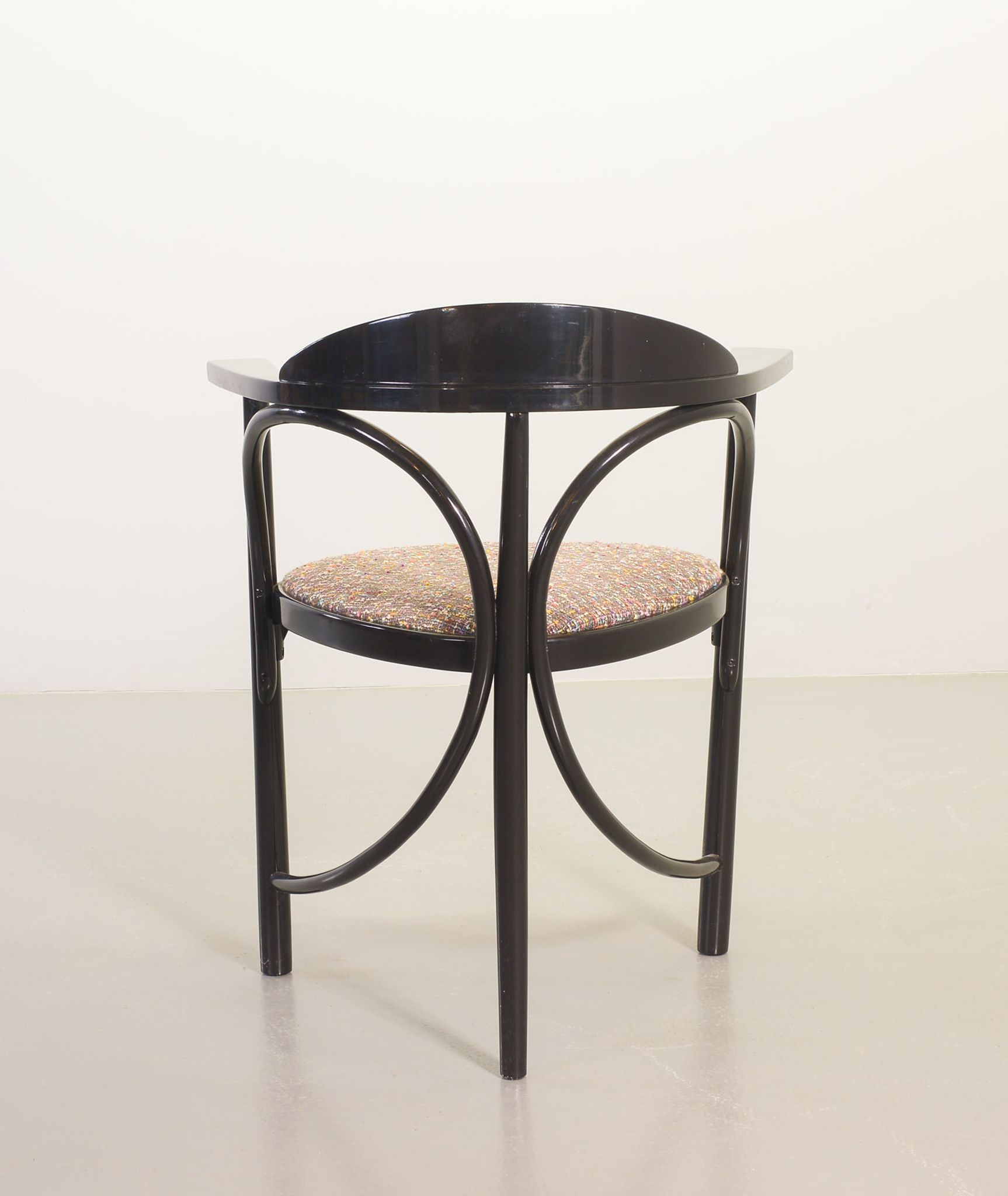 4 Wooden Black Lacquered Thonet Triangle Dining Chairs Model 87, 1980s