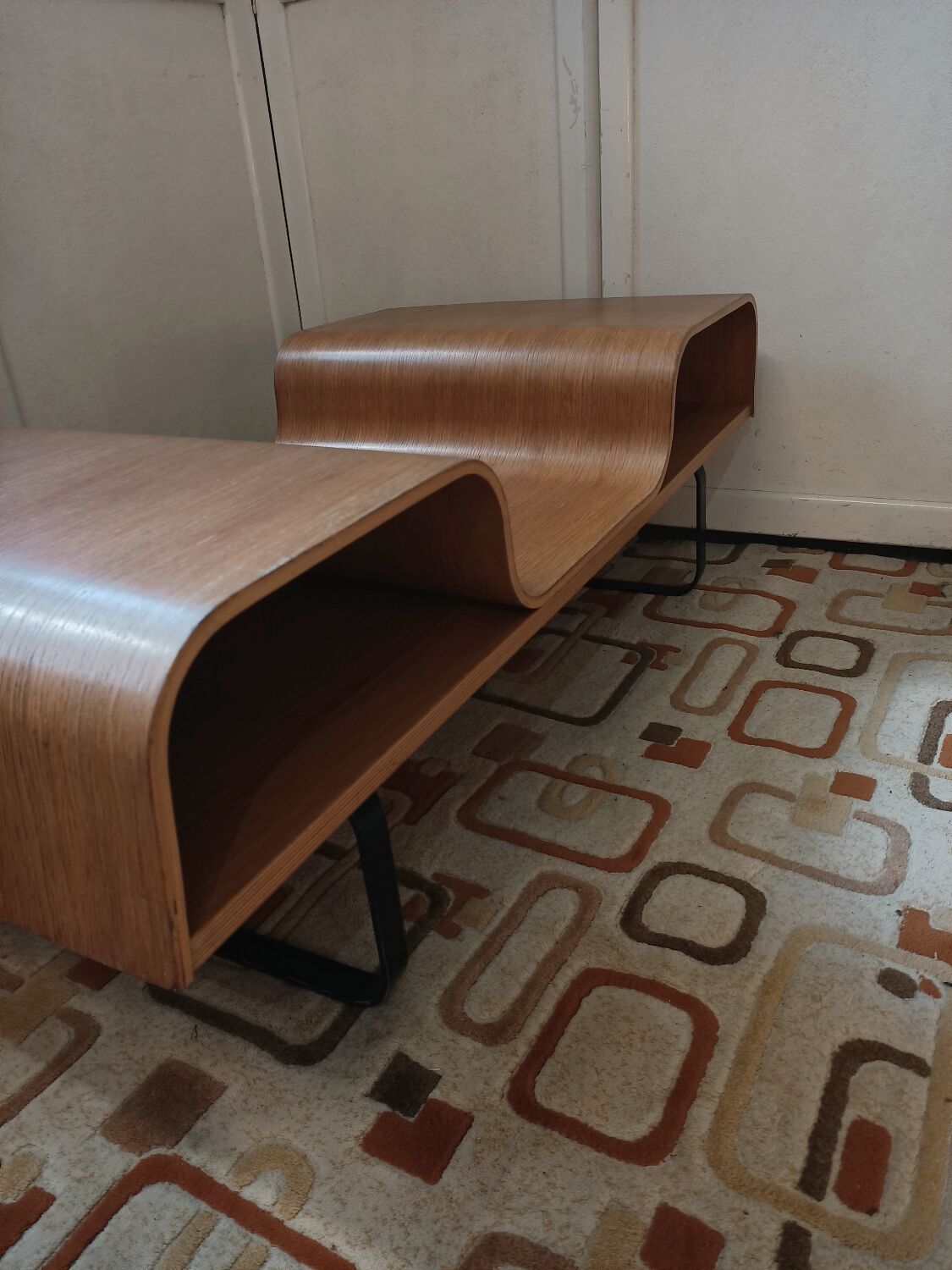 Curved wooden coffee table