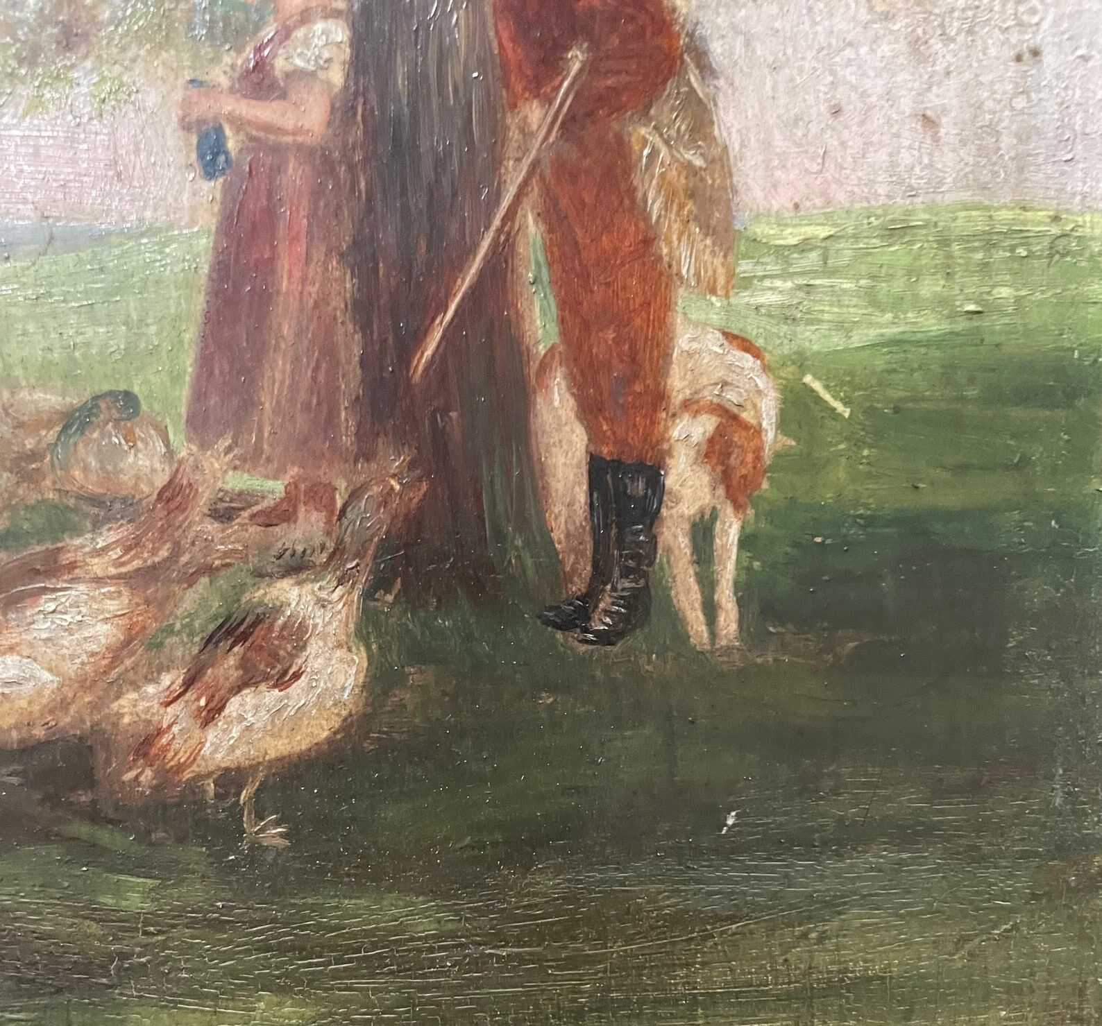 French Farm Scene Oil Painting