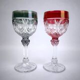 Set of 2 new two-tone Nachtmann Amaris crystal Rhine wine glasses