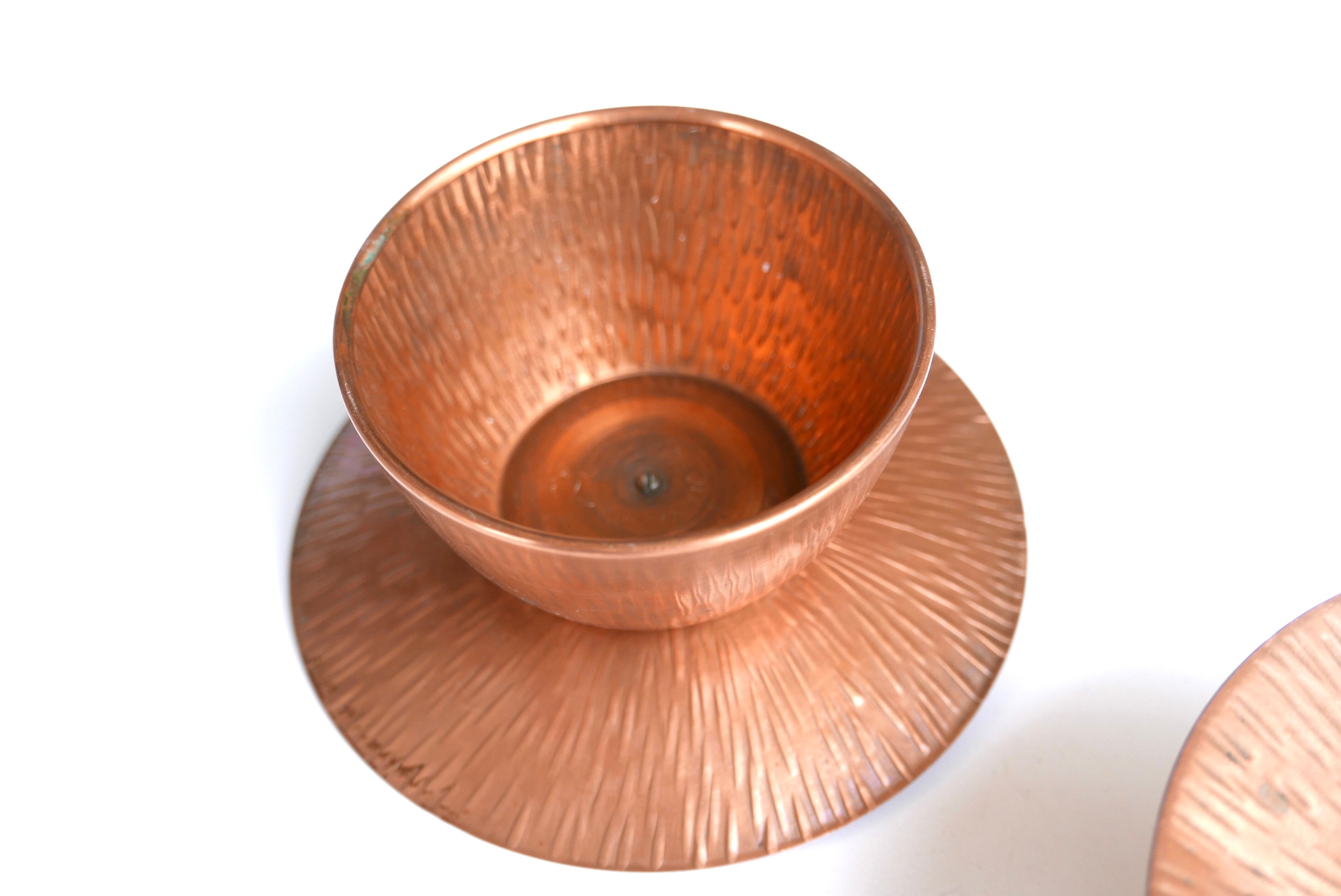Pair of copper candlesticks, 1960s