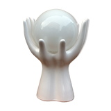 Hand-shaped lamp and opaline globe
