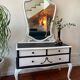 Black Paris Cream Mirror Chest of Drawers