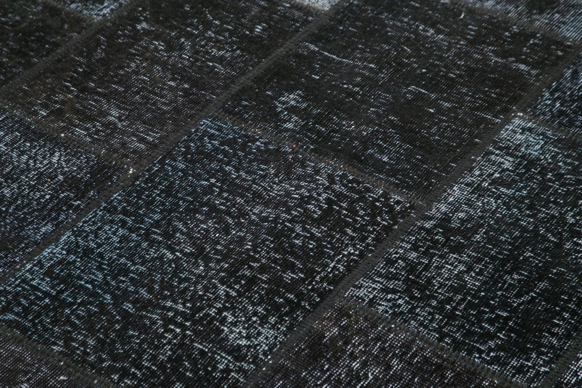 Handmade anatolian vintage 173 cm x 242 cm black patchwork carpet