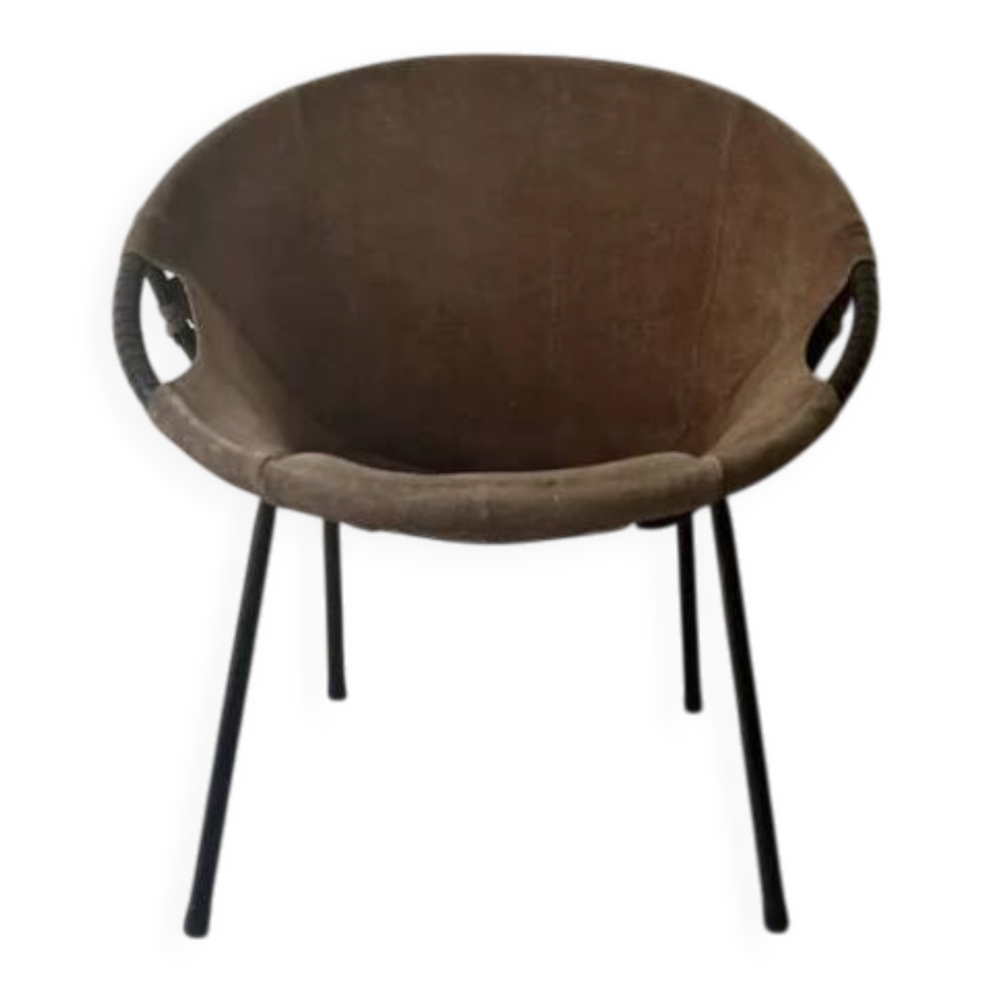 Fauteuil design en daim marron circle ballon de Lusch & Co, 1970