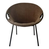 Fauteuil design en daim marron circle ballon de Lusch & Co, 1970