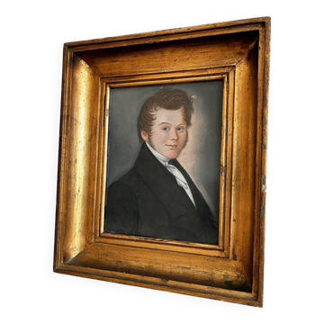 Antique portrait pastel painting of a gentleman, c. 1830