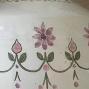 Pied de lampe en céramique artisanale décor fleuri