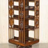 Antique Art Nouveau Victorian hand-carved revolving library.