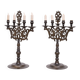 Pair Large Antique Bronze Shabbat Candelabra Germany
