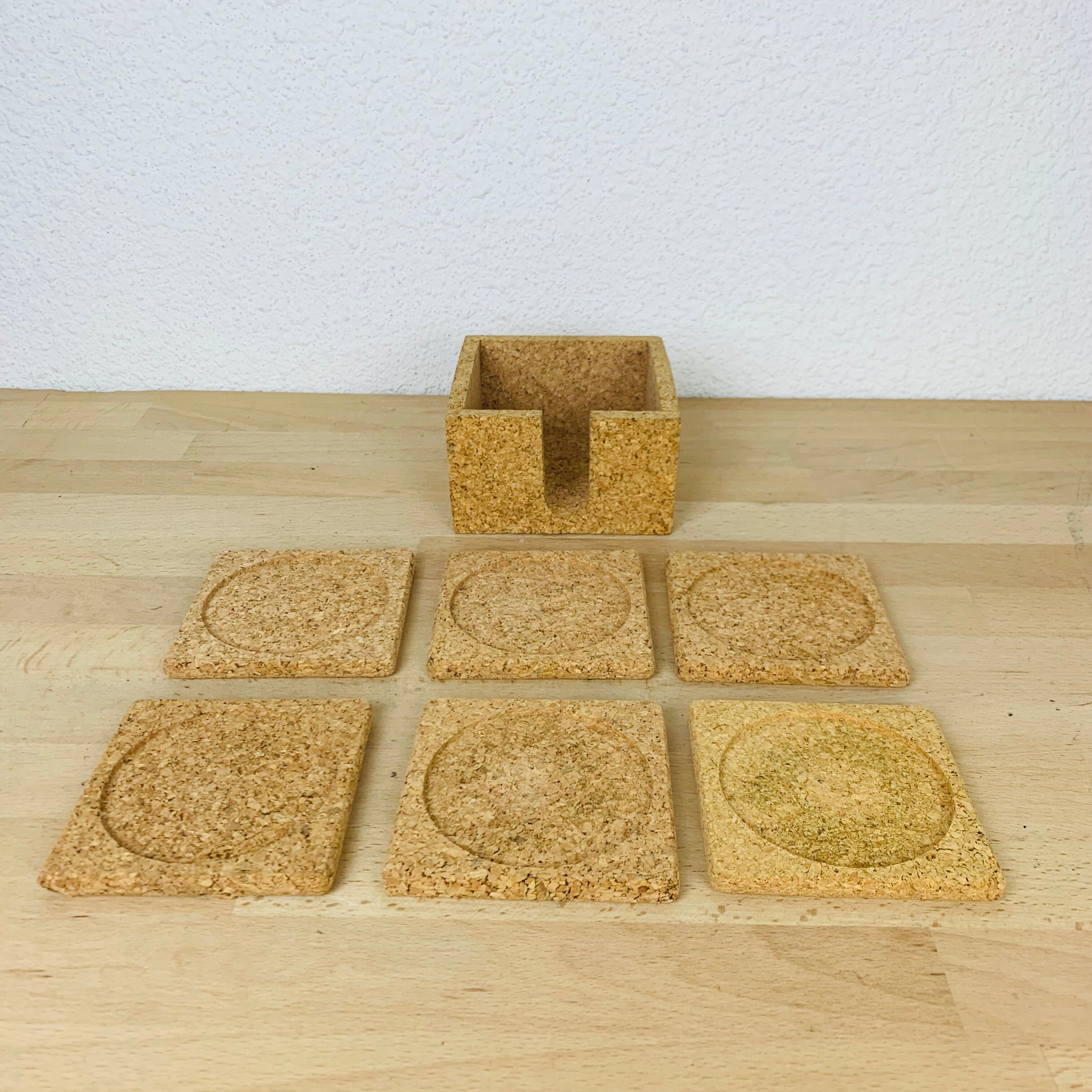 6 vintage 70's cork coasters