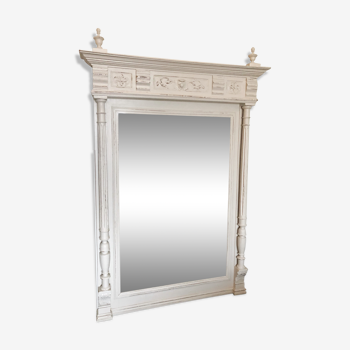 Miroir trumeau blanc patine 136cm x 80cm