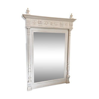 Miroir trumeau blanc patine 136cm x 80cm