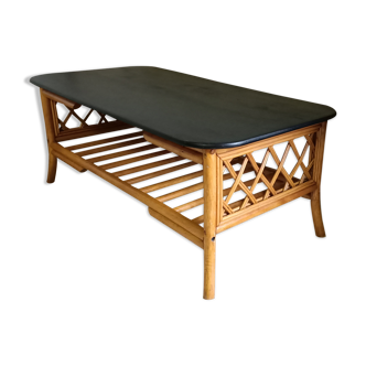 Table basse en rotin 105cm vintage