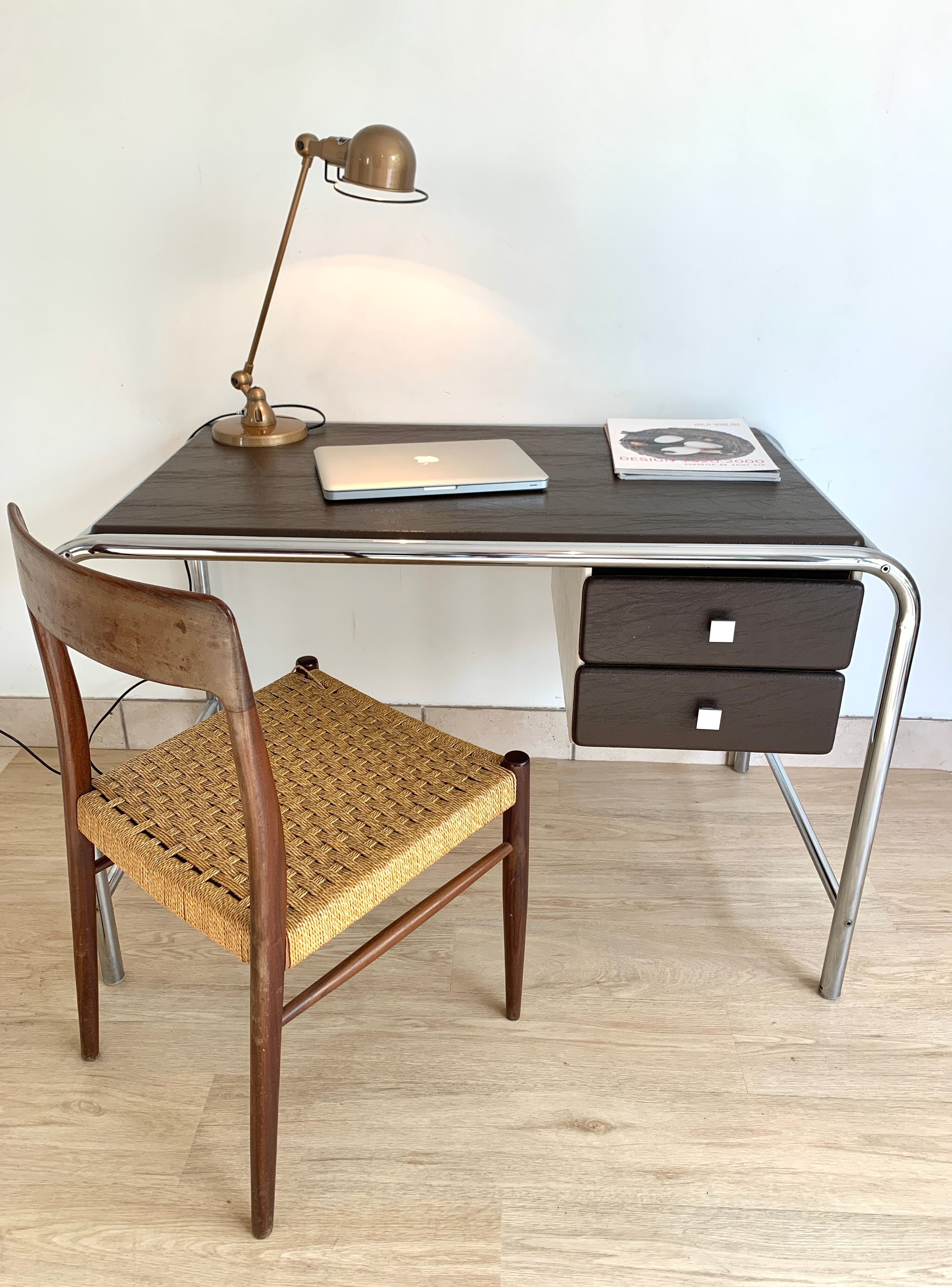 Modernist office 1970 chrome metal and skai