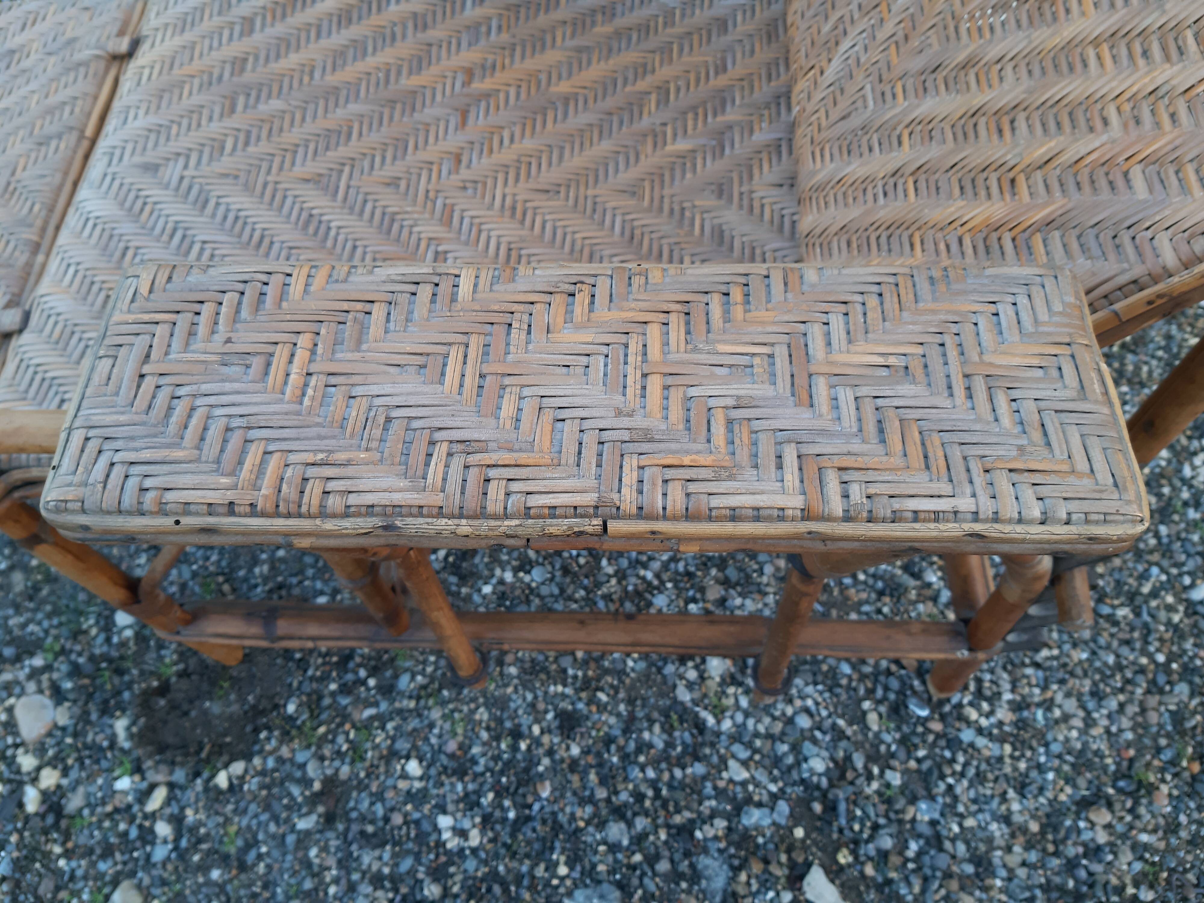 Long Bamboo and rattan chair 1900