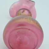 Old pair of vases glass paste enhanced with golden enamel art nouveau décor