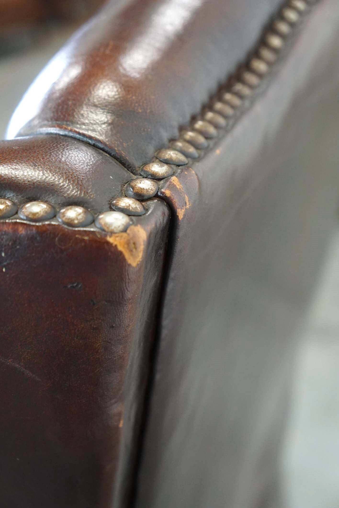 Beautiful classic and stately wingback armchair made of sheep leather with beautiful colors