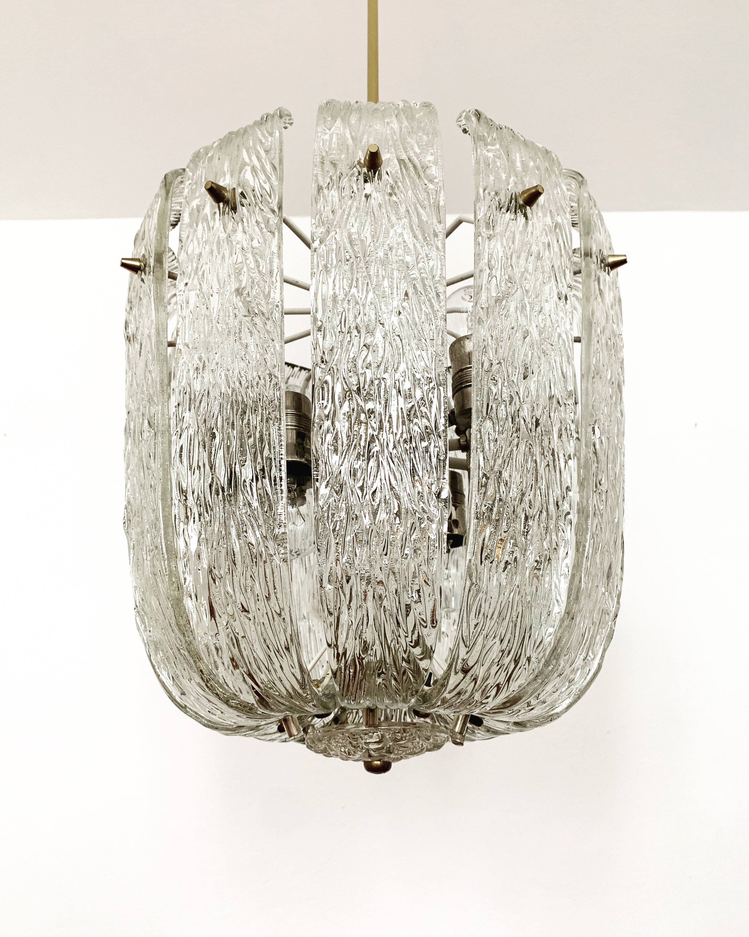 Large Ice Glass Chandelier by J.T. Kalmar