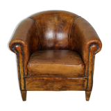 Vintage club armchair in leather color cognac Netherlands