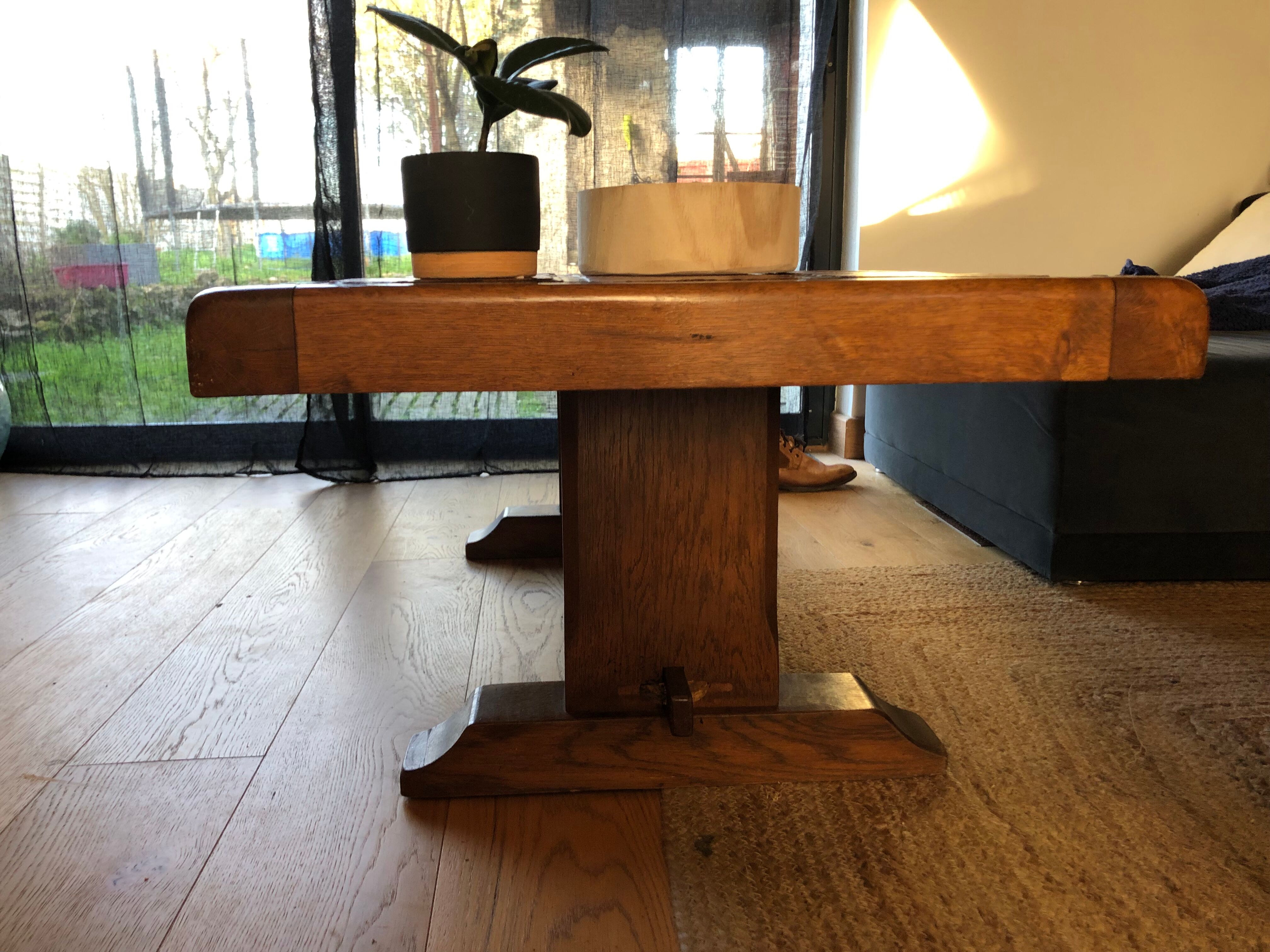 Solid oak coffee table P. Garnier