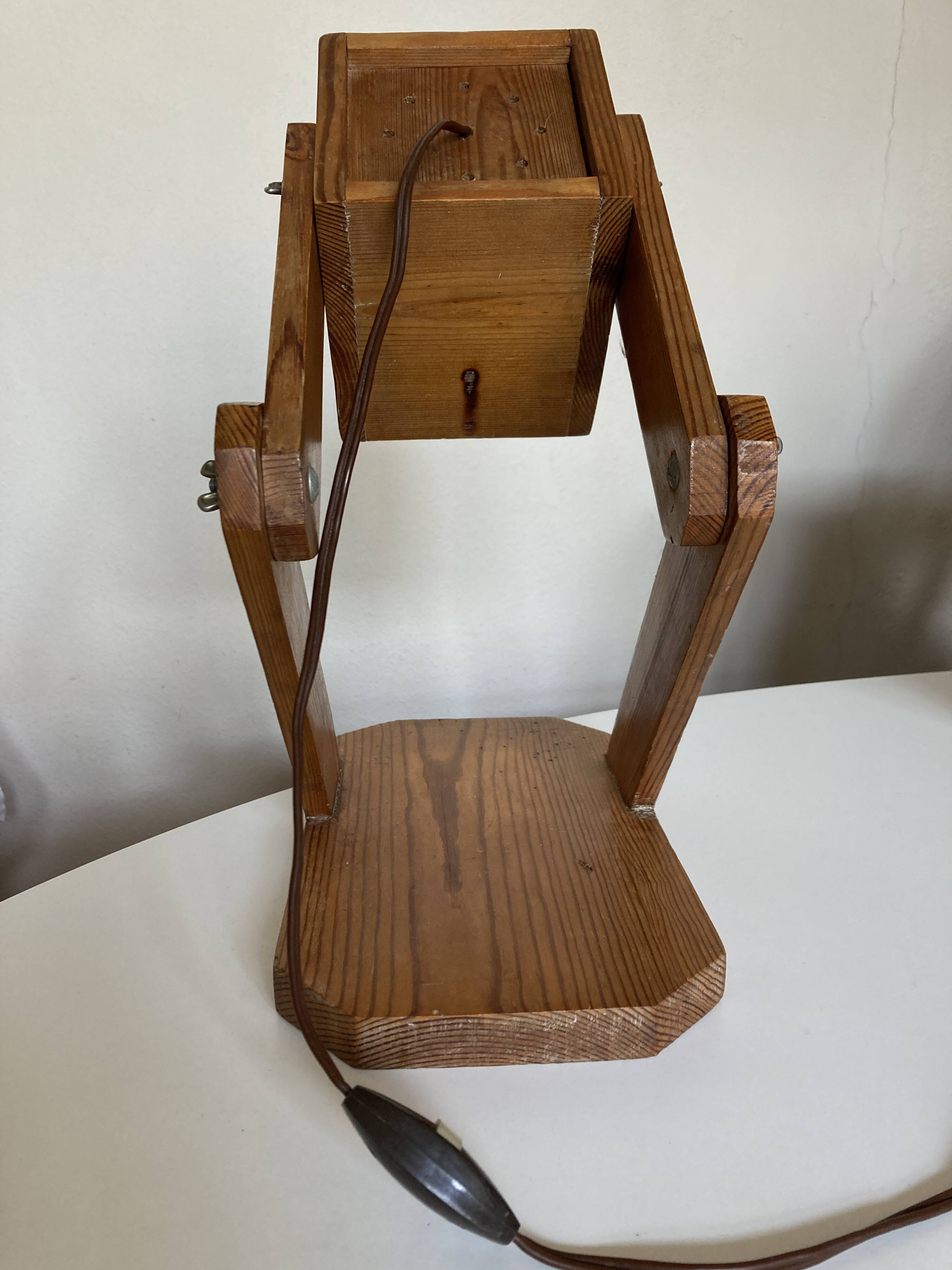 Articulated lamp in mountain chalet pine wood 1960