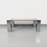 Vintage Italian coffee table Cidue in smoked glass and chrome metal from the 70s