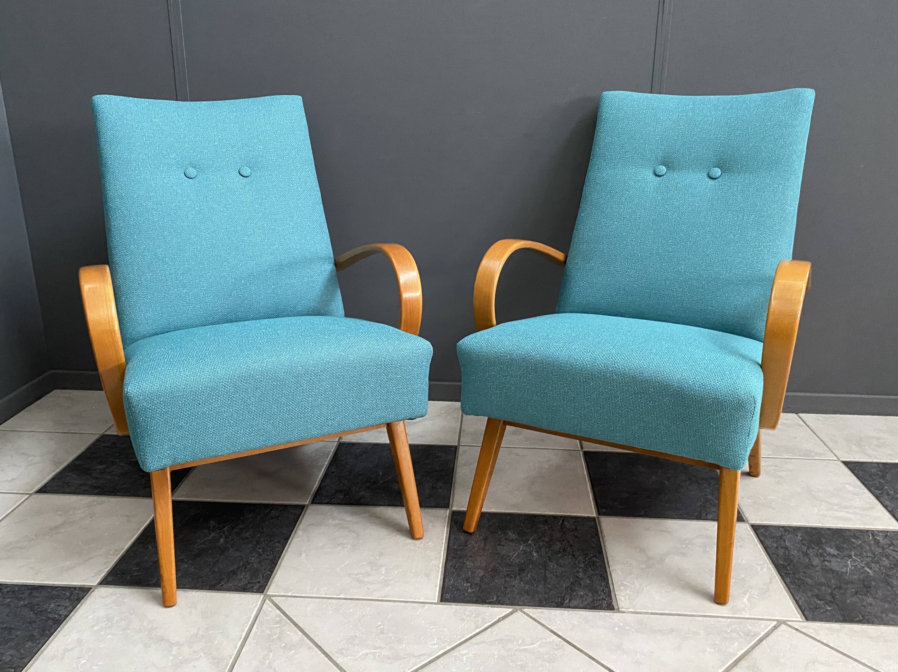 Pair Smidek chairs 1960s reupholstered