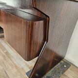 Executive Art Decò desk in exotic wood, glass, and brass