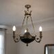 Antique bronze chandelier, Empire style, late 19th century.