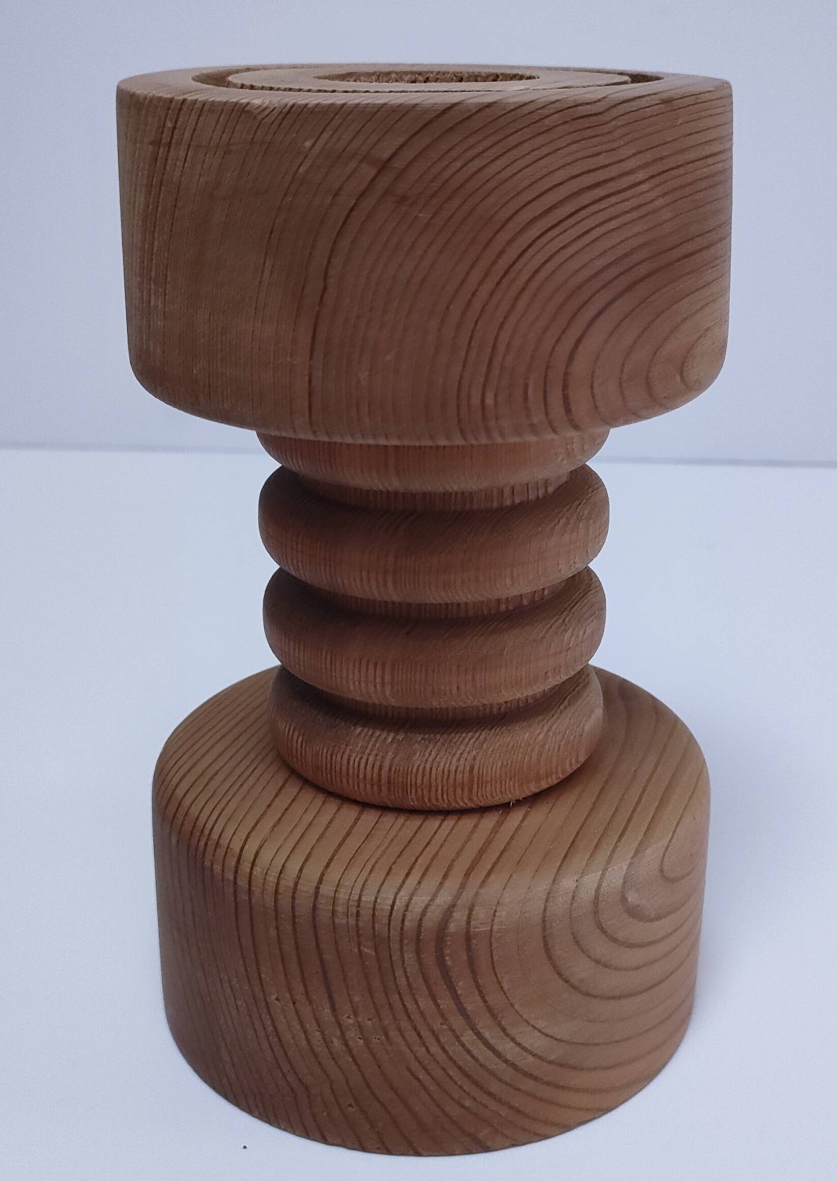 Three Scandinavian wooden candle holders, vintage design