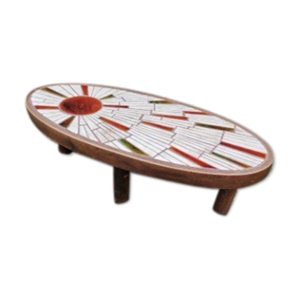 Ceramic coffee table from Vallauris by Barrois