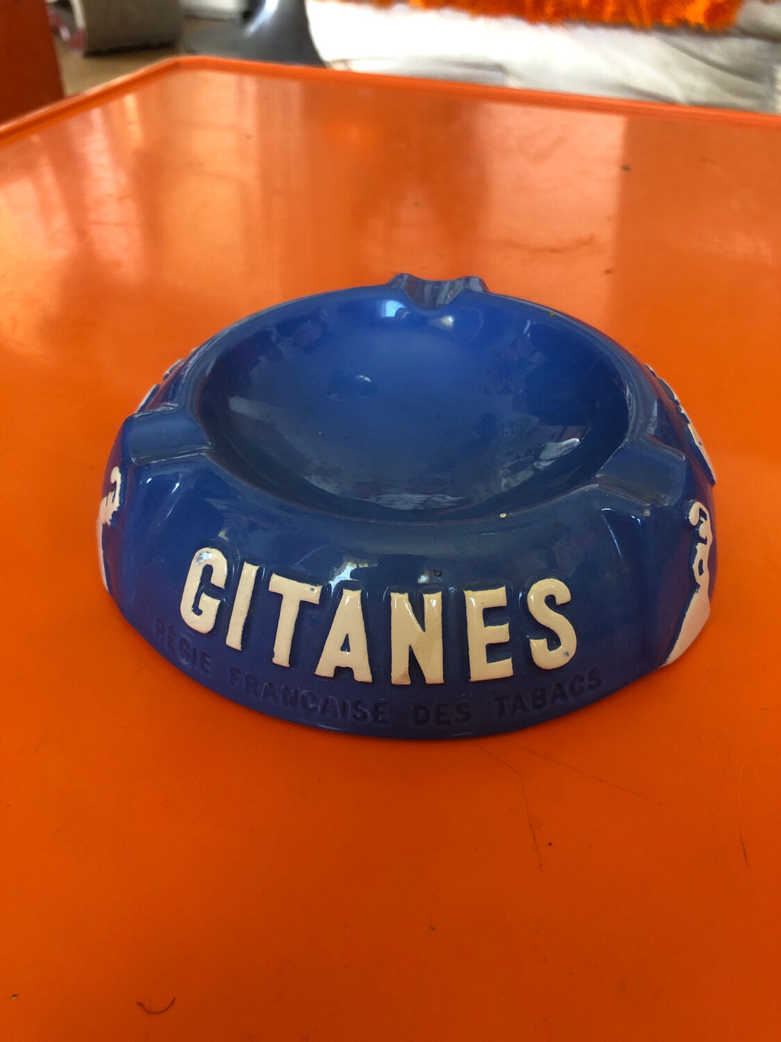 Longchamp France blue gypsy ashtray