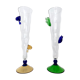 Pair of Postmodern Transparent Wine Glasses with Colored Details, Italy 1980s