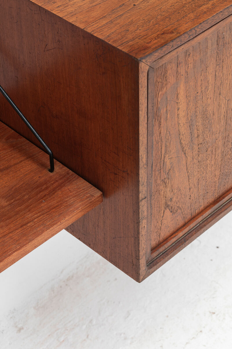 Playful 3-bay wall unit in teak wood by Poul Cadovius, Denmark, 1950s