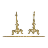 Paire de chenets en bronze doré à décor des serpents