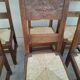 6 old oak chairs, brutalist wood, straw