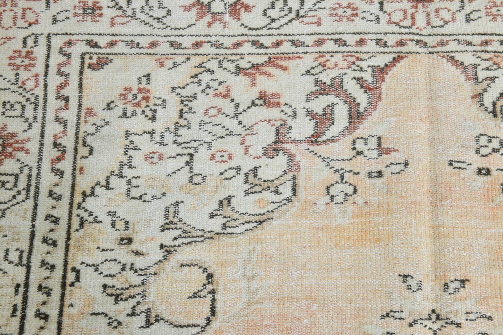 6x9 Turkish Apricot Oriental Vintage Rug, 180x289Cm