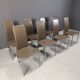 Lot de 8 chaises de salle à manger vintage en cuir belge - années 1980
