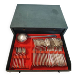 Box 2 drawers household 57 pieces christofle silver metal model "boreal"