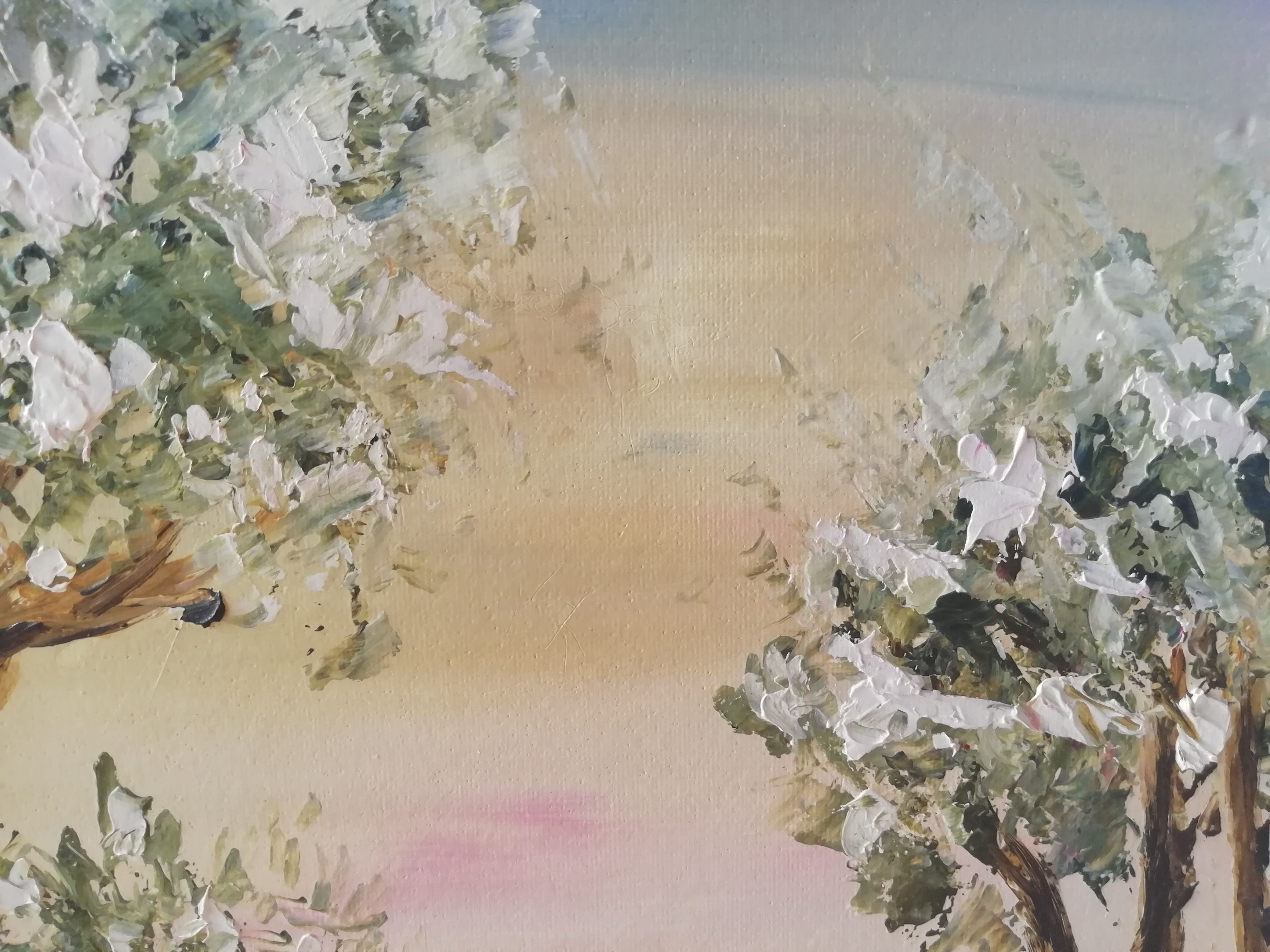 Oil on canvas snowy landscape