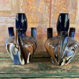 Pair of marbled blue soliflore vases