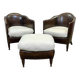 Art Deco period club lounge in leather and fabric seating